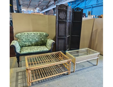 Furniture, including coffee tables, armchair, and ...