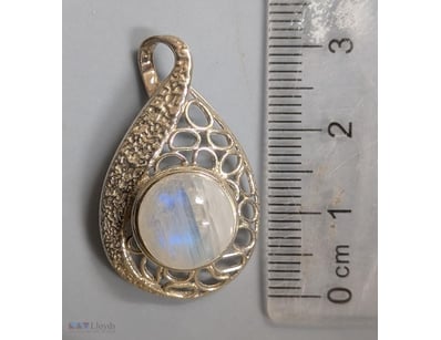 STERLING SILVER PENDANT WITH RAINBOW MOONSTONE GEM...