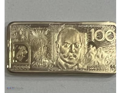 YOU WILL RECEIVE 2014- 5 GRAM GOLD PLATED $100 DOL...