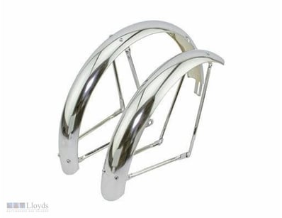 Vintage Chrome Bicycle Mudgards Fender Set 60mm Wi...
