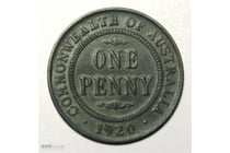 250 · 1920 AUSTRALIA KGV ONE PENNY SCARCE DATE