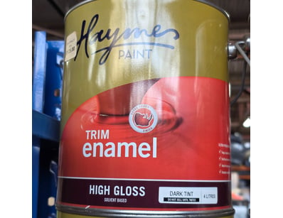 Trim enamel high gloss solvent based, dark tint, 4...