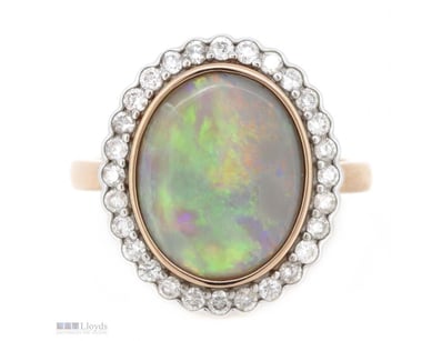 14K ROSE GOLD, 2.03CT AUSTRALIAN ANDAMOOKA OPAL AN...