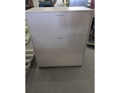 Three-drawer lateral filing cabinet in light nude ...