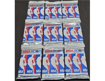 SET OF 9 NBA TRADING CARDS PACKS, NBA HOOPS SERIES...