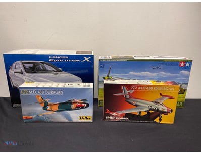 LOT OF 4 UNASSEMBLED SCALE MODEL AIRCRAFT AND AUTO...