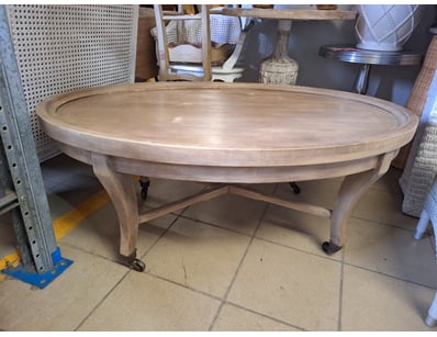 Coffee Table On Wheels, Timber Style, Brown Finish...