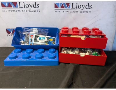 LEGO STORAGE BRICK CONTAINERS WITH ASSORTED LEGO P...