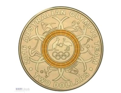 2016 AUSTRALIA $2 COIN OLYMPIC COLOUR $2 COIN -YEL...