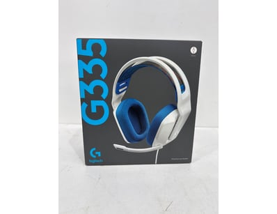 Logitech G335 Wired Gaming Headset in white and bl...
