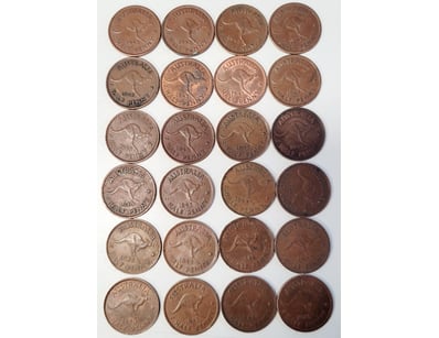 24 X 1943 AUSTRALIAN HALF PENNY COINS

488567+19...