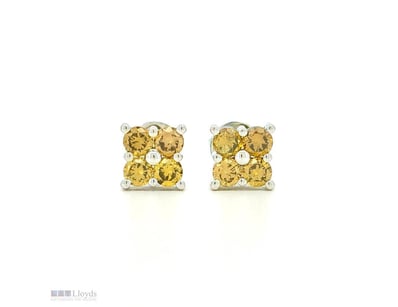 9CT WHITE GOLD FANCY CHAMPAGNE BROWN DIAMOND CLUST...