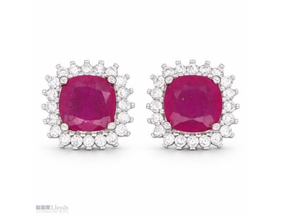 NATURAL BURMESE RUBY EARRINGS ON 925 SILVER - WITH...