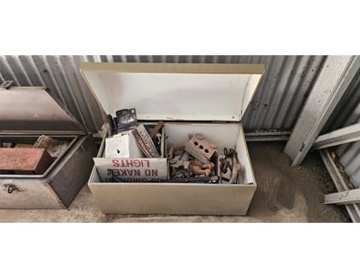 Tool box of assorted goods, including wooden toy t...