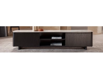 RRP: $1450, Allegria Entertainment Unit, Smoked Oa...