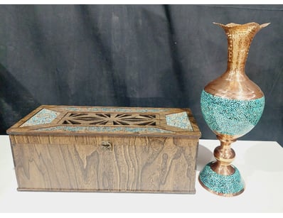 PERSIAN FIROOZEH KOOBI (TURQUOISE INLAY) PEDESTAL ...
