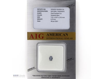 0.79CT CERTIFIED, NATURAL TANZANITE     

Oval Fac...