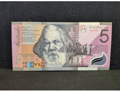 AUSTRALIAN $5 POLYMER NOTE CENTENARY OF FEDERATION...