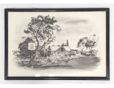 SIGNED PENCIL SKETCH OF CHAPEL HILL COUNTRY HOMEST...