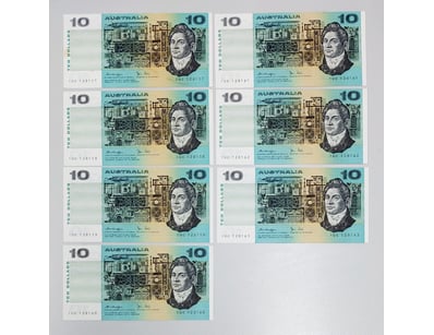 SEVEN AUSTRALIAN $10 BANKNOTES - FRANCIS GREENWAY ...