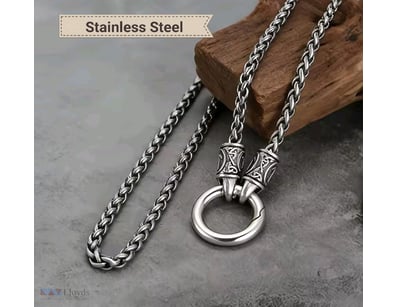 STAINLESS STEEL UNISEX VIKINGS STYLE CHAIN NECKLAC...