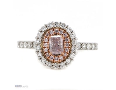 14K WHITE/ROSE GOLD, PINK DIAMOND AND DIAMOND, DOU...