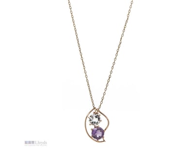 5.50CT 9K YELLOW GOLD, HANDMADE AMETHYST AND WHITE...
