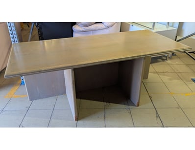 Executive desk featuring a light oak veneer top wi...