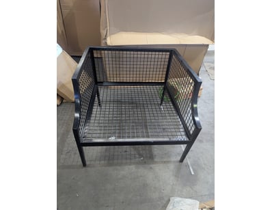Wire mesh armchair with ventilation, black metal f...
