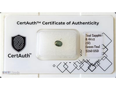 CERTIFIED 0.44CT TEAL SAPPHIRE (CORUNDUM) – OVAL F...
