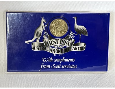 SCOTT SERVIETTES $1 COIN 1984 FIRST ISSUE COMMEMOR...