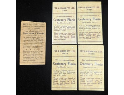 1934/35 MELBOURNE CENTENARY FLORIN FOYS BAG

583...