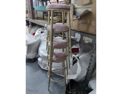 Vintage bar stool set featuring four stackable sto...