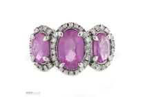 14K White Gold, Pink Sapphire And Diamond, Halo