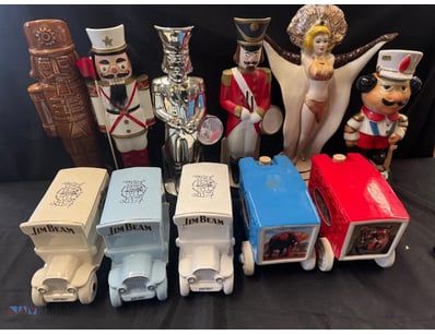 JIM BEAM WHISKEY DECANTER COLLECTION WITH CERAMIC ...