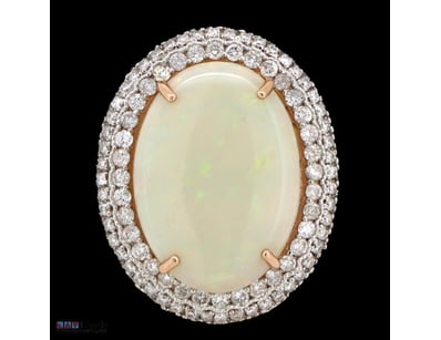 14K WHITE GOLD, 6.67CT ANDAMOOKA OPAL AND DIAMOND,...