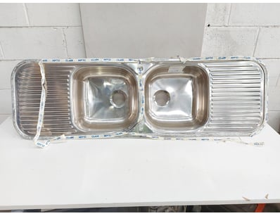 Clark brand stainless steel double bowl kitchen si...