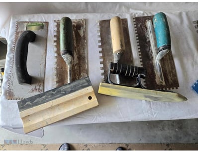 Collection Of Tiling Tools, Notch Trovel, Grout Fl...