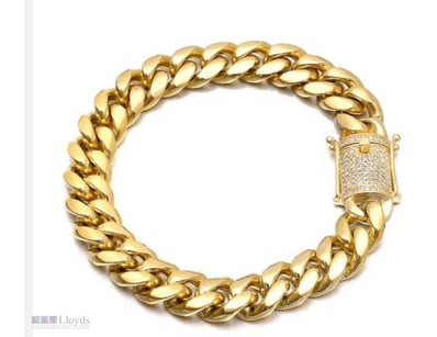 CUBAN  GOLD PLATED  STAINLESS STEEL    BRACELET-21...