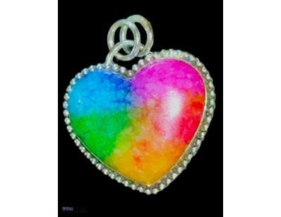 61.4 CARATS STERLING SILVER AND AURORA OPAL HEART ...