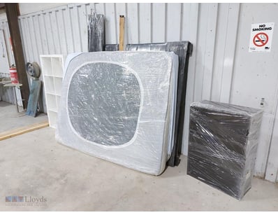 Mattress, Bed Base & Shelving Unit Lot

Includes...