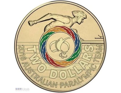 2016 $2 RIO PARALYMPIC RING AUSTRALIAN TWO DOLLAR ...