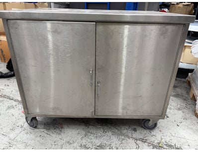mobile storage cabinet, dual hinged doors, steel, ...