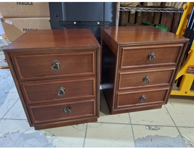 Pair Of Bedside Tables, Timber Style,  Brown Finis...