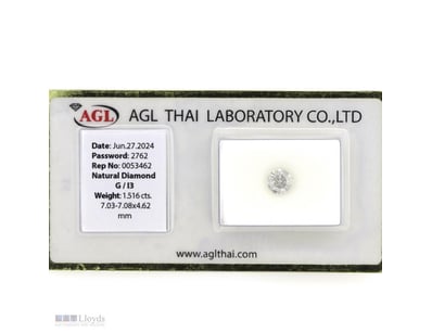 1.516CT CERTIFIED, NATURAL DIAMOND     

Round Bri...