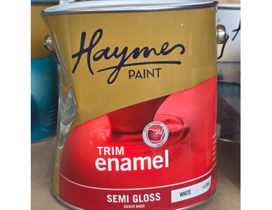 Haymes paint, trim enamel, solvent based, semi glo...