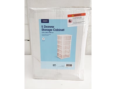 x2 J.Burrows 5 Drawer Storage Cabinet in white & b...
