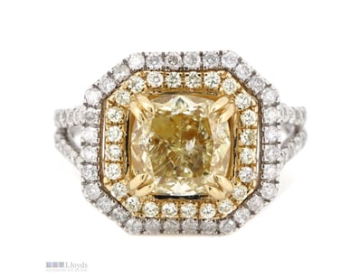 14K WHITE/YELLOW GOLD, FANCY YELLOW DIAMOND AND DI...
