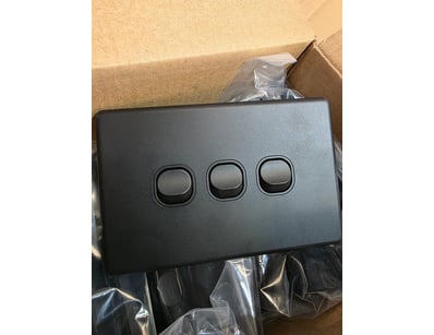 RRP $4900 Combined, 10A 3 Gang Wall Switch Slim Bl...