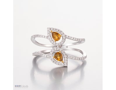 14CT WHITE GOLD TOURMALINE AND DIAMOND SPLIT RING,...